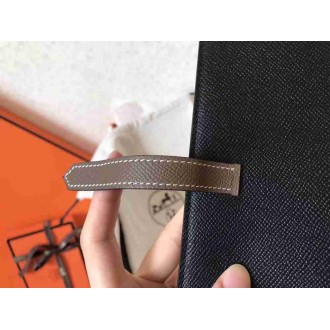 Hermes Bi-Color Epsom Bearn Wallet Black Taupe