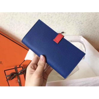 Hermes Bi-Color Epsom Bearn Wallet Electric Blue Piment