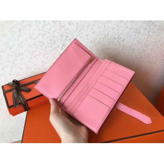 Hermes Bi-Color Epsom Bearn Wallet Grey Pink