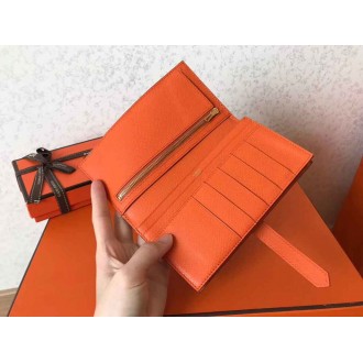 Hermes Bi-Color Epsom Bearn Wallet Malachite Orange