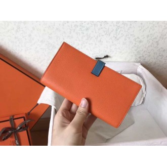 Hermes Bi-Color Epsom Bearn Wallet Orange Blue Jean