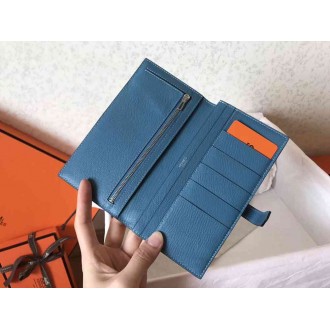 Hermes Bi-Color Epsom Bearn Wallet Orange Blue Jean
