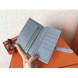 Hermes Bi-Color Epsom Bearn Wallet Soufre Blue Lin