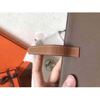Hermes Bi-Color Epsom Bearn Wallet Taupe Brown