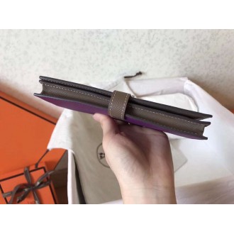 Hermes Bi-Color Epsom Bearn Wallet Ultraviolet Taupe