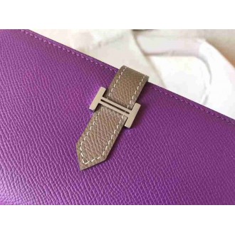Hermes Bi-Color Epsom Bearn Wallet Ultraviolet Taupe