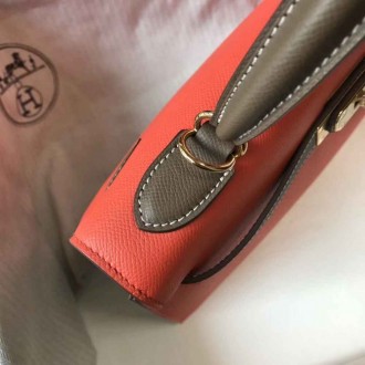 Hermes Bi-color Kelly 32cm Epsom Bag Piment Taupe GHW