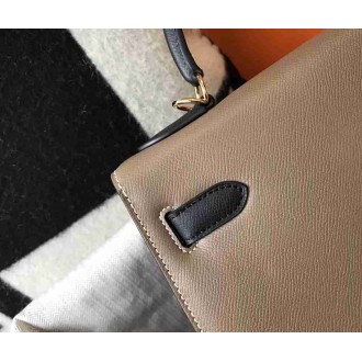 Hermes Bi-color Kelly 32cm Epsom Bag Taupe Black GHW