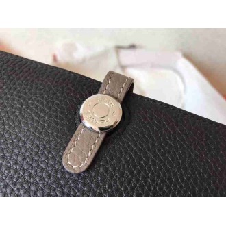 Hermes Bicolor Dogon Duo Wallet In Black Taupe Leather