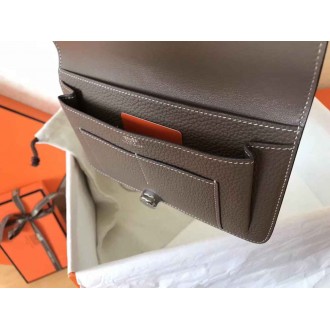 Hermes Bicolor Dogon Duo Wallet In Black Taupe Leather