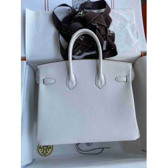 Hermes Birkin 25 Retourne Handmade Bag In Gris Pale Epsom Calfskin