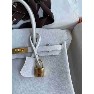 Hermes Birkin 25 Retourne Handmade Bag In Gris Pale Epsom Calfskin