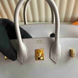 Hermes Birkin 25 Retourne Handmade Bag In Mauve Pale Epsom Calfskin