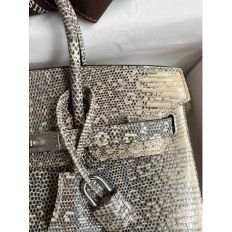Hermes Birkin 25 Retourne Handmade Bag In Ombre Lizard Leather