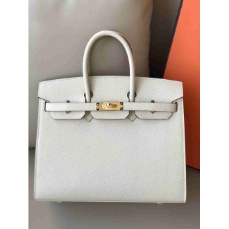 Hermes Birkin 25 Sellier Handmade Bag In Craie Epsom Calfskin