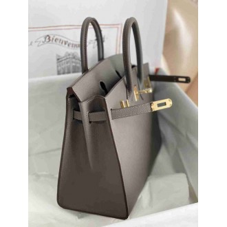 Hermes Birkin 25 Sellier Handmade Bag In Etain Epsom Calfskin