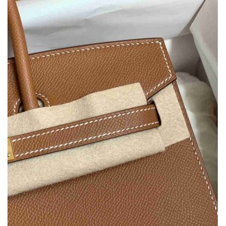 Hermes Birkin 25 Sellier Handmade Bag In Gold Epsom Calfskin