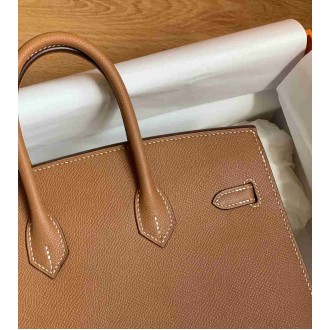 Hermes Birkin 25 Sellier Handmade Bag In Gold Epsom Calfskin
