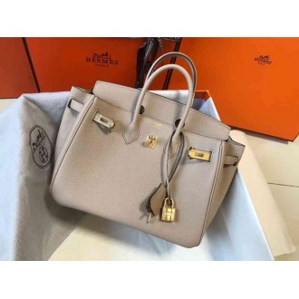 Hermes Birkin 25cm Bag In Argile Clemence Leather