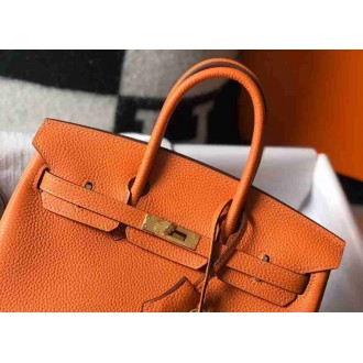 Hermes Birkin 25cm Bag In Orange Clemence Leather