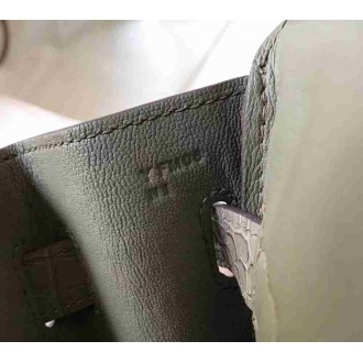 Hermes Birkin 25cm Bag In Taupe Embossed Crocodile Leather