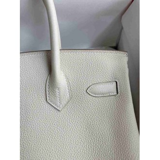 Hermes Birkin 30 Retourne Handmade Bag In Craie Clemence Leather