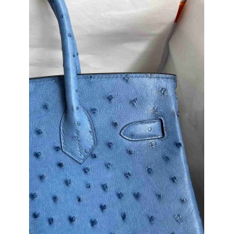 Hermes Birkin 30 Retourne Handmade Bag In Mykonos Ostrich Leather