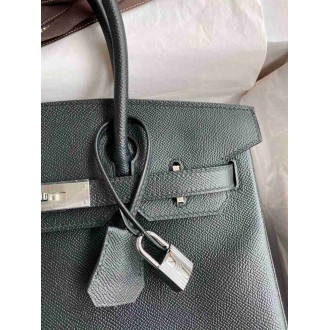 Hermes Birkin 35 Retourne Handmade Bag in Black Epsom Calfskin