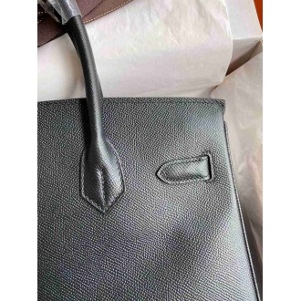 Hermes Birkin 35 Retourne Handmade Bag in Black Epsom Calfskin