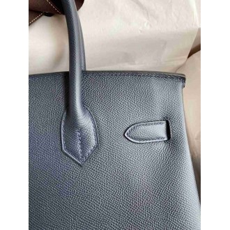 Hermes Birkin 35 Retourne Handmade Bag in Blue Nuit Epsom Calfskin