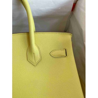 Hermes Birkin 35 Retourne Handmade Bag in Lime Epsom Calfskin