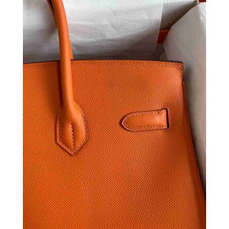 Hermes Birkin 35 Retourne Handmade Bag in Orange Epsom Calfskin