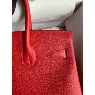 Hermes Birkin 35 Retourne Handmade Bag in Red Epsom Calfskin