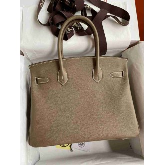 Hermes Birkin 35 Retourne Handmade Bag in Taupe Epsom Calfskin