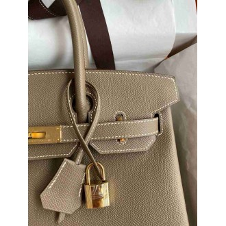 Hermes Birkin 35 Retourne Handmade Bag in Taupe Epsom Calfskin