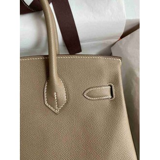 Hermes Birkin 35 Retourne Handmade Bag in Taupe Epsom Calfskin