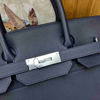 Hermes Birkin HAC 40 Handmade Bag in Blue Nuit Clemence Leather