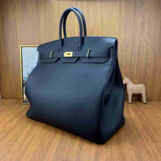 Hermes Birkin HAC 50 Handmade Bag in Black Clemence Leather