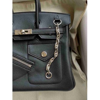 Hermes Birkin Rock 25 Handmade Bag in Black Volupto Leather