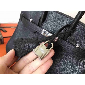 Hermes Black Birkin 25cm Clemence Handmade Bag