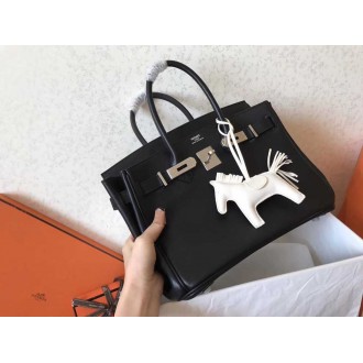 Hermes Black Birkin 30cm Swift Handmade Bag