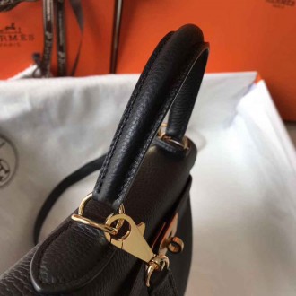 Hermes Black Clemence Kelly 32cm Retourne Bag