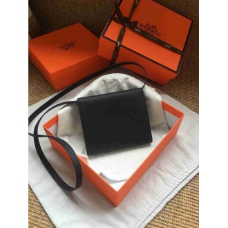 Hermes Black Clic 16 Wallet With Strap