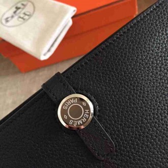 Hermes Black Dogon Duo Combined Wallet