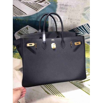 Hermes Black Epsom Birkin 40cm Handmade Bag