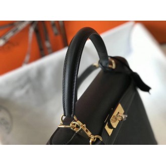Hermes Black Epsom Kelly 32cm Sellier Bag