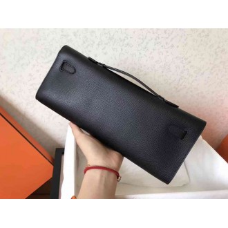 Hermes Black Epsom Kelly Cut Handmade Bag