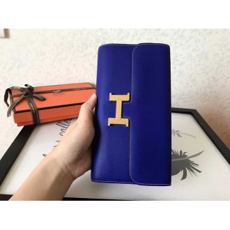 Hermes Blue Electric Epsom Constance Long Wallet