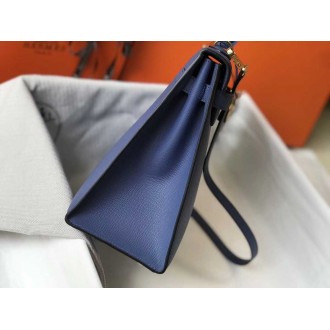 Hermes Blue Agate Epsom Kelly 32cm Sellier Bag