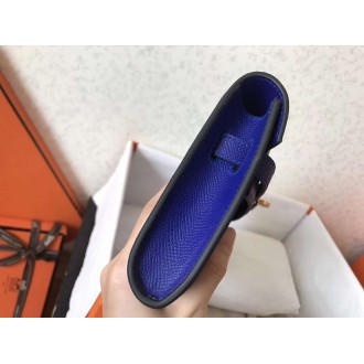 Hermes Blue Electric Epsom Kelly Cut Handmade Bag